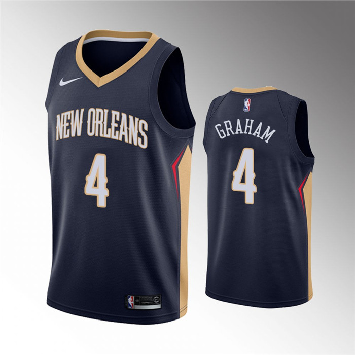 Men's New Orleans Pelicans #4 Devonte' Graham Navy Icon Edition Stitched Jersey